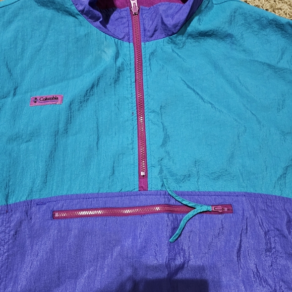 Vintage Columbia Reversible Pullover Windbreaker XL Zip Pouch Pocket Nylon - Picture 11 of 11